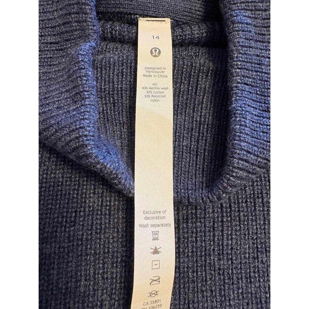 Lululemon Blue Wool Crop Sweater Sz 14